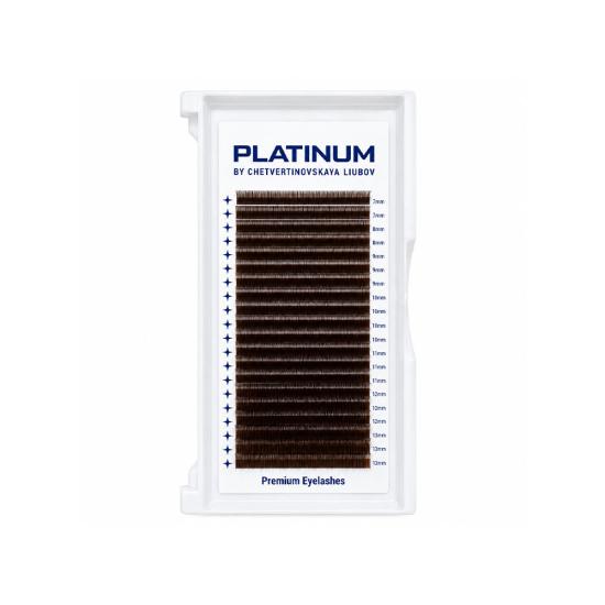 Готовые пучки Platinum W-Shape для наращивания ресниц, темно-коричневі