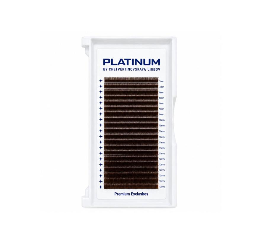 Готовые пучки Platinum W-Shape для наращивания ресниц, темно-коричневые