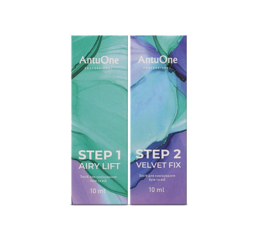 Набор составов AntuOne (Step 1,Step 2) для ламинирования бровей и ресниц (10 мл)